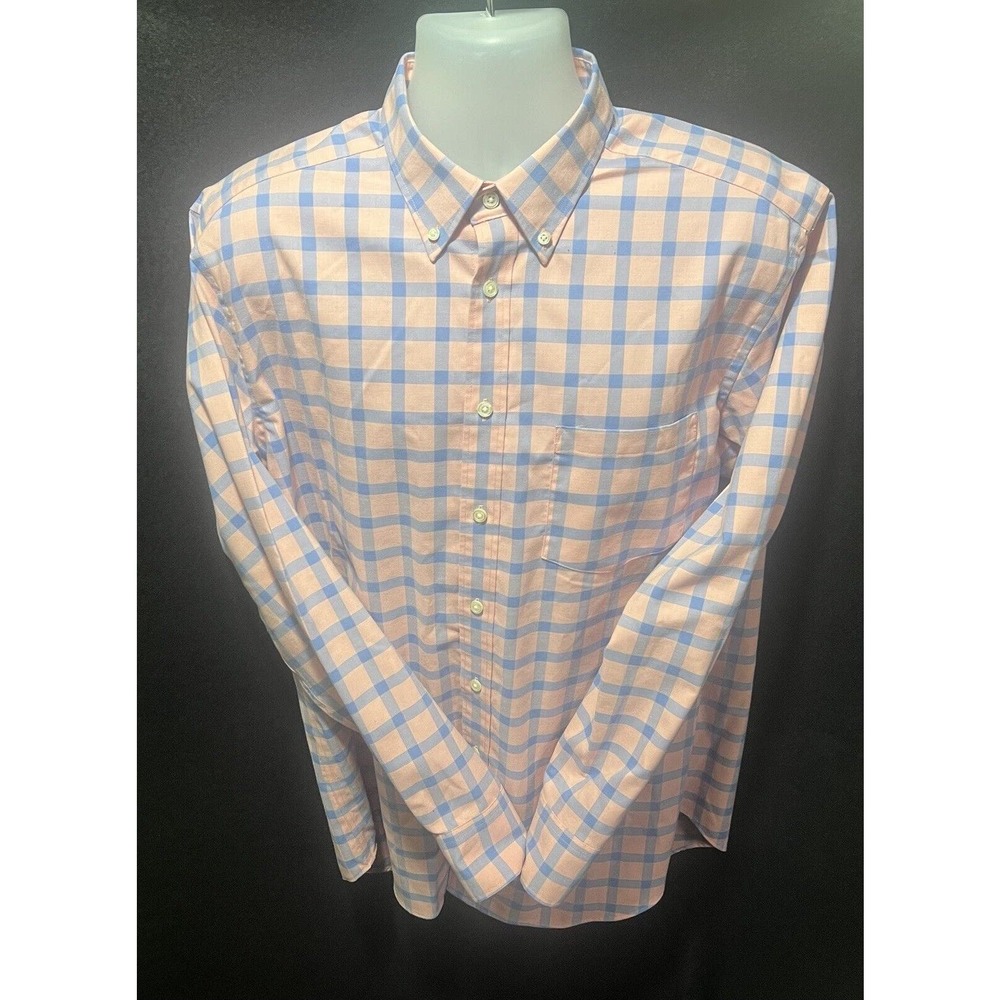 Charles Tyrwhitt Cotton Shirt -‎ Pink & Blue Checked Classic Fit Size Large